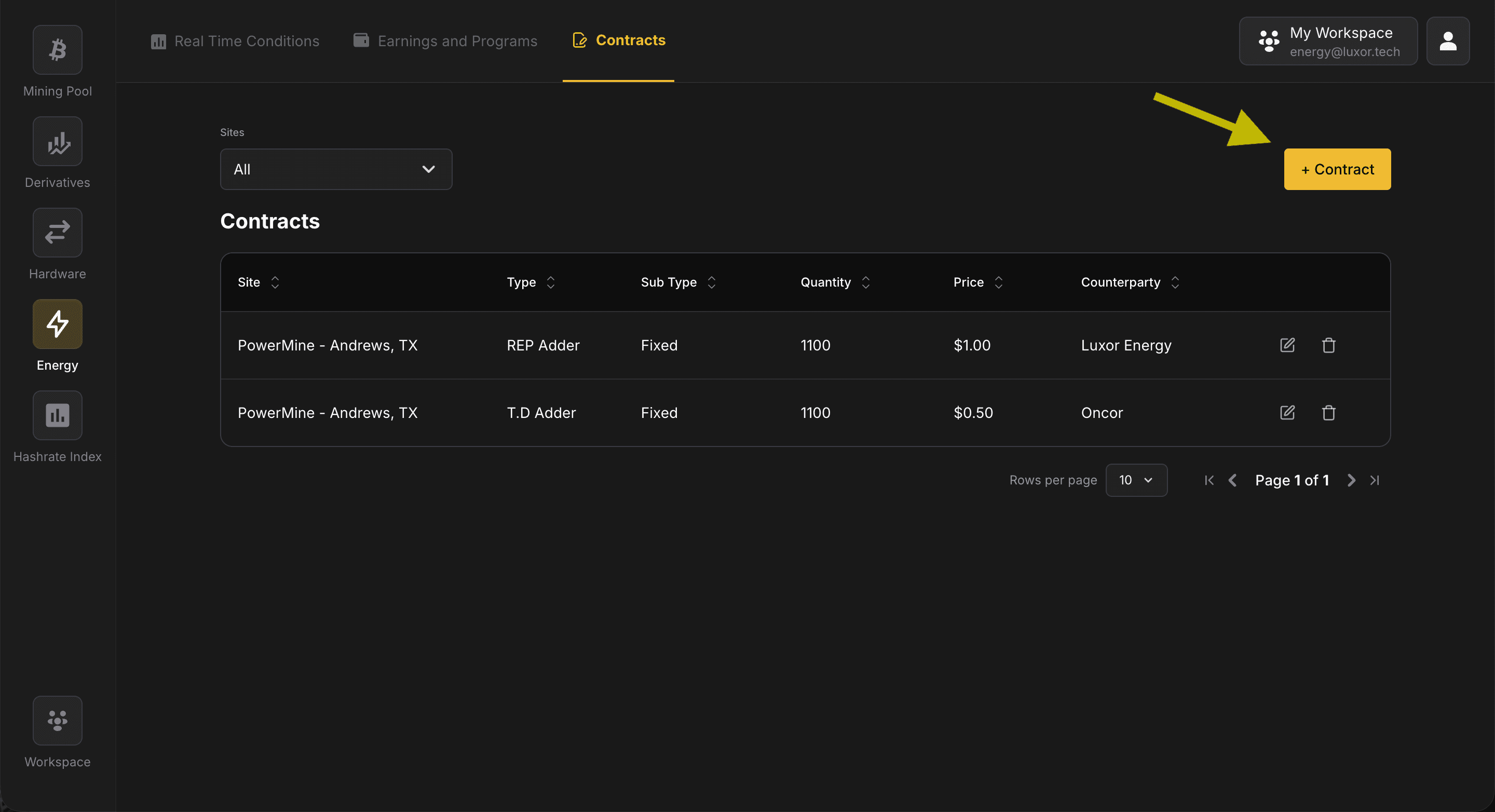 Energy Contracts setup 2