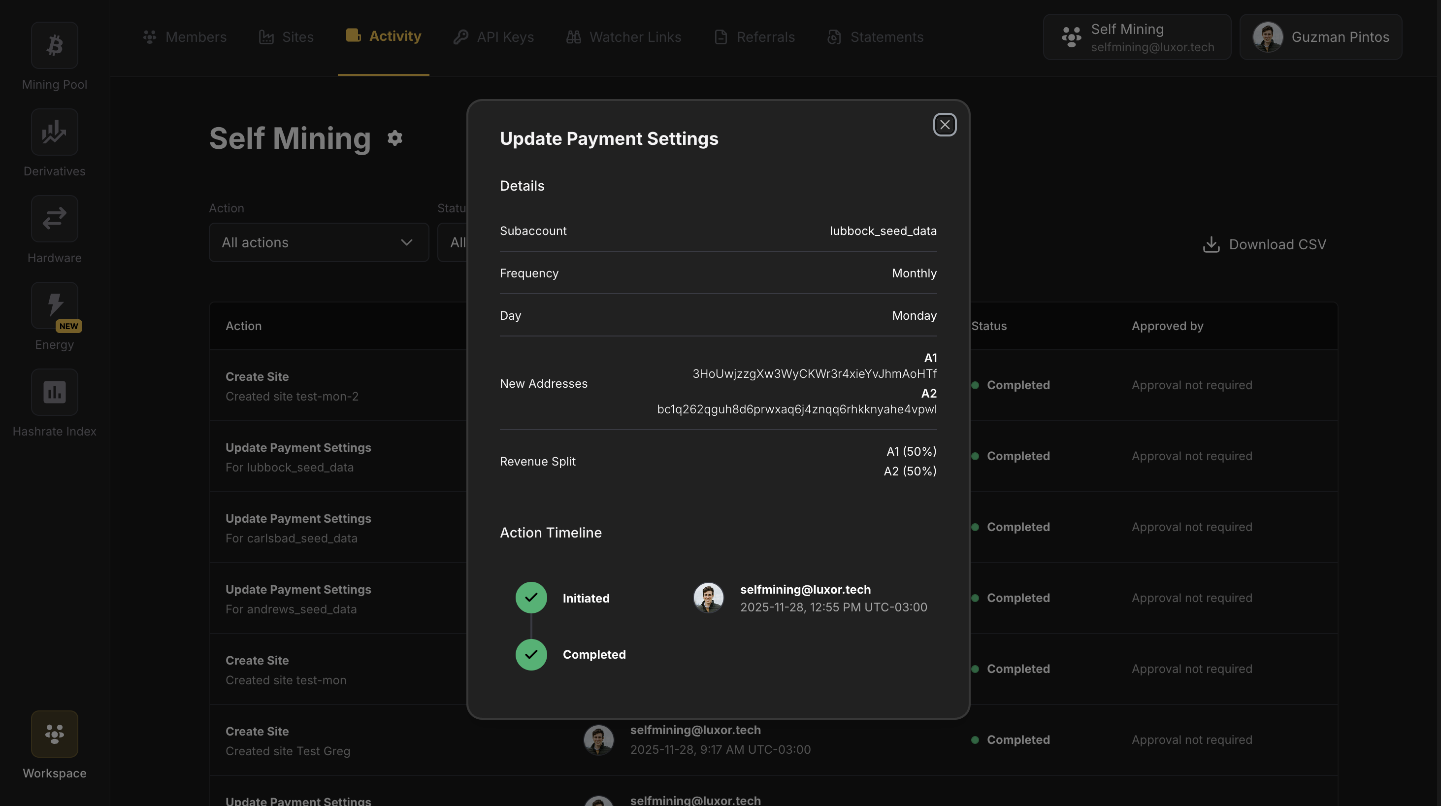 Action Details Modal